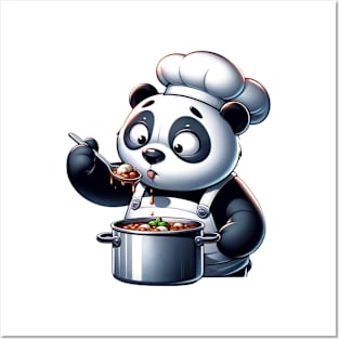 hef Panda - Culinary Maestro - Adorable Cooking Panda Shirt Posters and Art